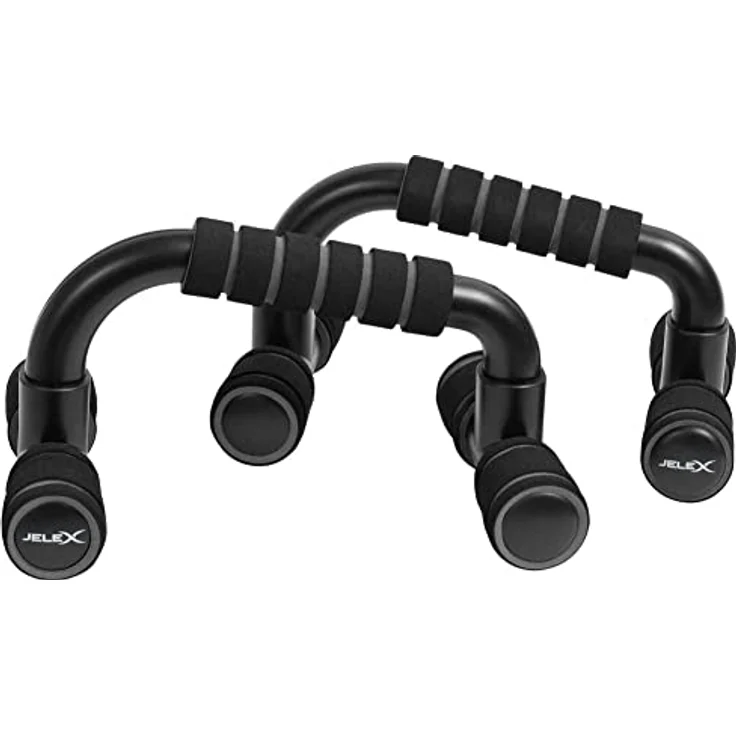 JELEX Gain Hard Push Up Bar Liegestützgriffe gepolsterte, handgelenkschonende Liegestützgriffe 2er-Set mit rutschfesten Füßen (Schwarz) – Bild 1