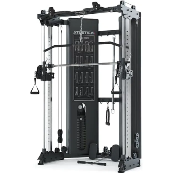 Atletica X-Pollux | Multipresse mit Steckgewichten & Functional Trainer | Platzsparend, 9-teiliges Zubehör