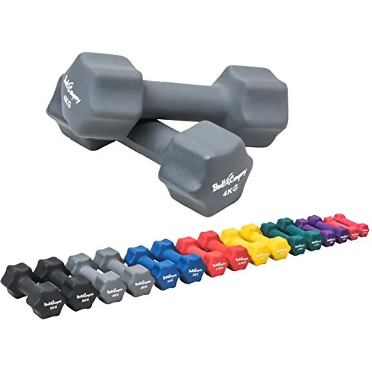 Bad Company Neopren Hanteln 2 x 4 kg grau - Kleine Hantel gummiert für Fitness Gymnastik Aerobic Zuhause - Home Gym Kurzhanteln für Frauen Männer - Dumbbells 4kg