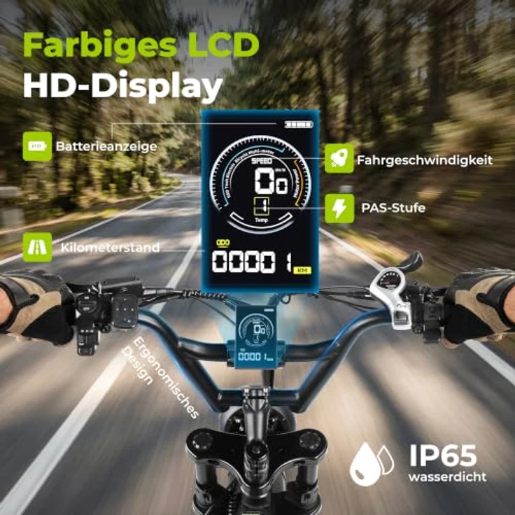 PIXAR E6 3.0 Fat E-Bike, 20 Zoll, 48V 15Ah Akku, bis 140km Reichweite, Shimano 7-Gang, Vollfederung – Bild 5
