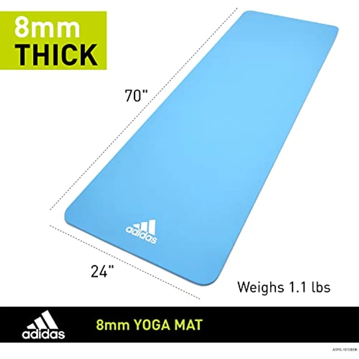 Adidas Yoga Mat - 8mm - Glow Blue, rutschfest, PVC-frei, 176 x 61 cm – Bild 5