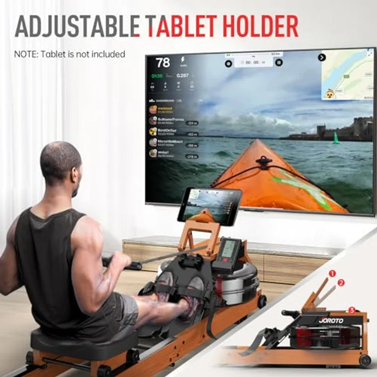 JOROTO Rudergerät MR280PRO aus Eiche, mit Bluetooth Display & Kinomap-Mitgliedschaft, faltbar, 150kg belastbar – Bild 3
