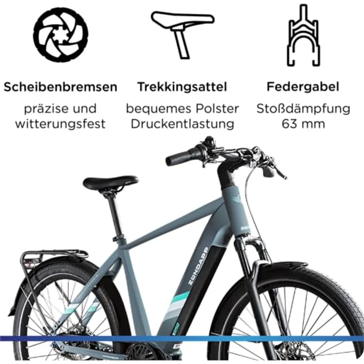 ZÜNDAPP X850 Trekking E-Bike, 27,5 Zoll Pedelec mit 550Wh Akku, Riemenantrieb, 7 Gang, basaltgrau, 53 cm – Bild 5