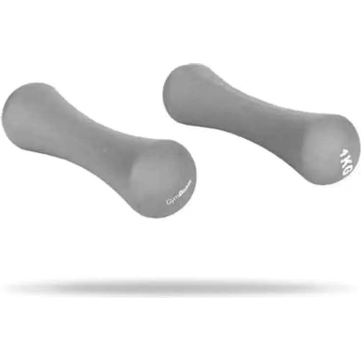 GymBeam Neopren-Hanteln, rutschfestes Fitness-Tool für Zuhause, ideal für Cardio & HIIT, anatomische Form, grau, 2 x 1 kg