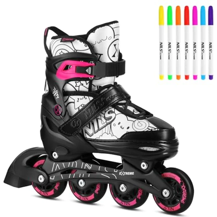 NILS EXTREME NH10907 TINTY, 4-in-1 Rollschuhe Inlineskates Schlittschuhe in Größe 39-42 mit 7 Permanentmarkern – Bild 4