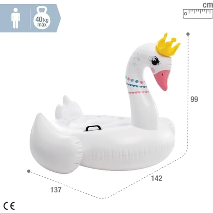 Intex Majestic Swan Ride-On, Luftmatratze im Schwan-Design, 142 x 137 x 99 cm, für Kinder ab 3 Jahren, max. 40 kg – Bild 4