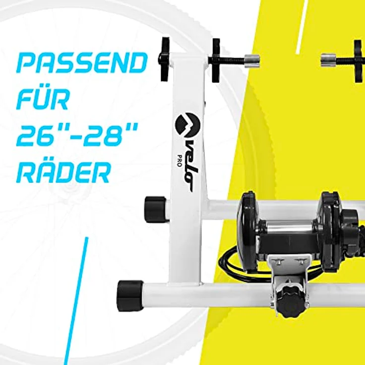 Velo Pro Turbo Trainer für Berg- und Rennrad, Rollentrainer mit variablem 6-stufigem Widerstand, Weiß, One Size – Bild 4