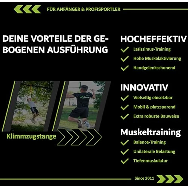 eaglefit - Premium Klimmzugstange Holz nur mit Seil & Karabiner für Outdoor & Zuhause wetterfest, 100 cm Klimmzug Stange ergonomisch gebogen für Deckenmontage - Pull-Up Bar für frei hängende Klimmzüge – Bild 4