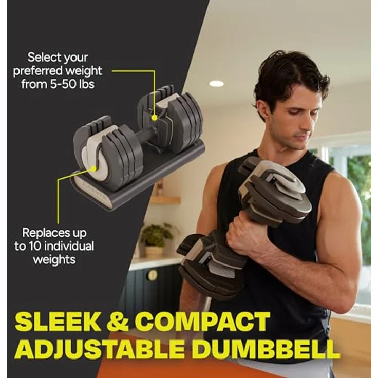 Centr Smart Stack 50 verstellbare Hanteln – 2,3–22,7 kg verstellbares Hantel-Set mit ergonomischem Griff – Heim-Fitness-Studio verstellbare Gewichte – inklusive 3-Monats-Mitgliedschaft für Centr von CENTR – Bild 2