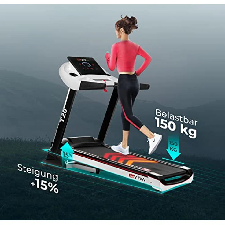 AsVIVA T20 Cardio Pro Runner | Hochwertiges Laufband mit integriertem Lautsprecher | Steigung bis 15% | 8-Zonen Dämpfungstechnologie | Fitness-Computer | Max. Gewichtsbelastung 150 kg – Bild 3