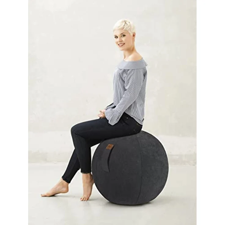 Sitting Point Sitting Ball Sitzball/Gymnastikball ALFA mit Velours-Bezug in Schwarz – Bild 2