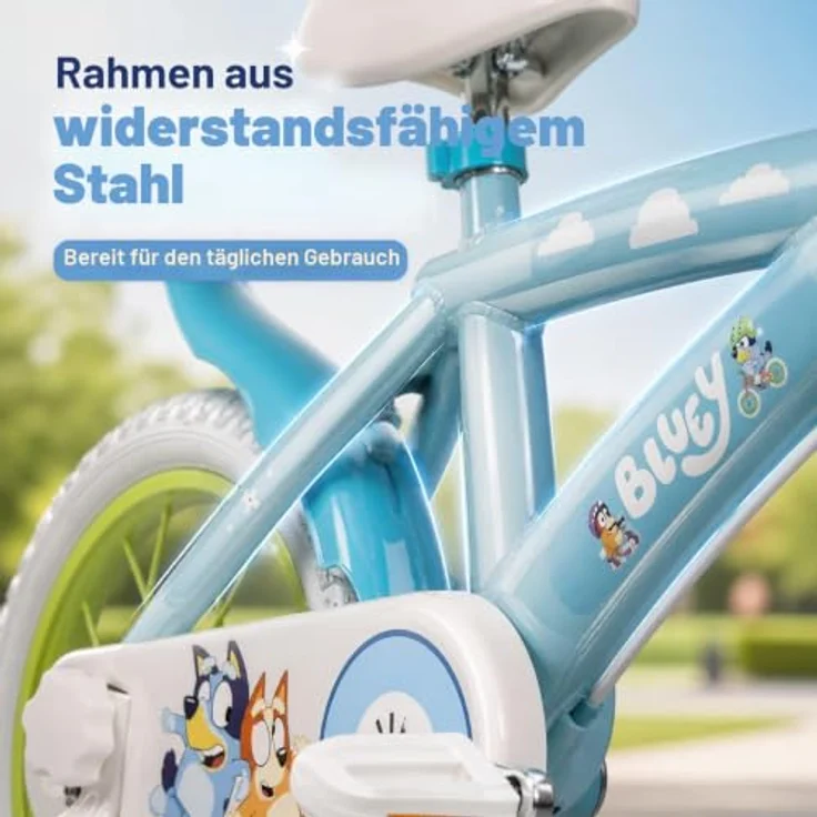Toimsa Bikes 14 Zoll Kinderfahrrad Bluey, 1 Gang, mit Stützrädern, höhenverstellbarem Lenker und Sattel, für Kinder von 4-5 Jahren – Bild 3