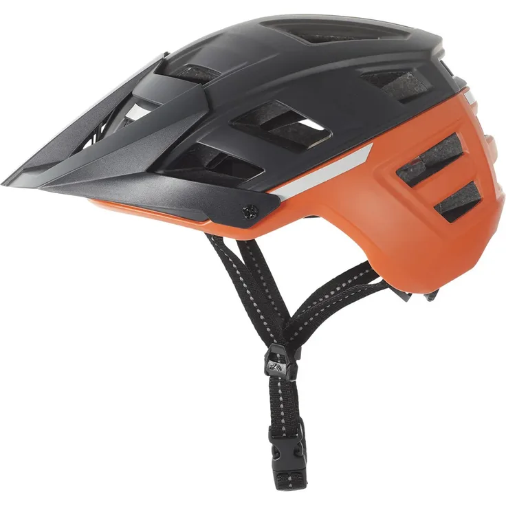CRIVIT® MTB Fahrradhelm mit abnehmbarem Offroad-Visier, Schwarz/Orange, Größe M/L (58-61 cm), extrem leicht und stabil, Inmold-Bauweise, 22 Belüftungsöffnungen, herausnehmbares Innenpolster