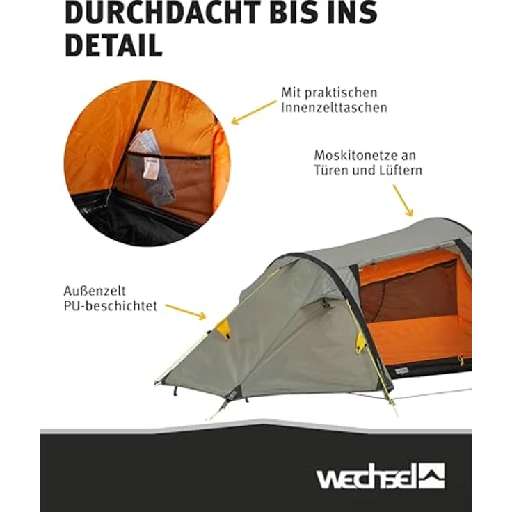 Wechsel Aurora 1 Travel Line, Tunnelzelt für 1 Person, 2.40 kg, leicht und strapazierfähig – Bild 4