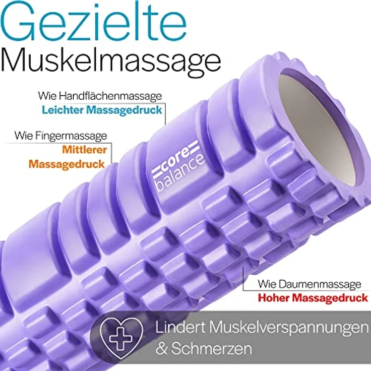 Core Balance Faszienrolle Rücken und Ganzkörper, Tiefengewebemassage Foam Roller mit Textur für Triggerpunkt-Massage, 33 cm x 14 cm, leicht und hygienisch – Bild 2