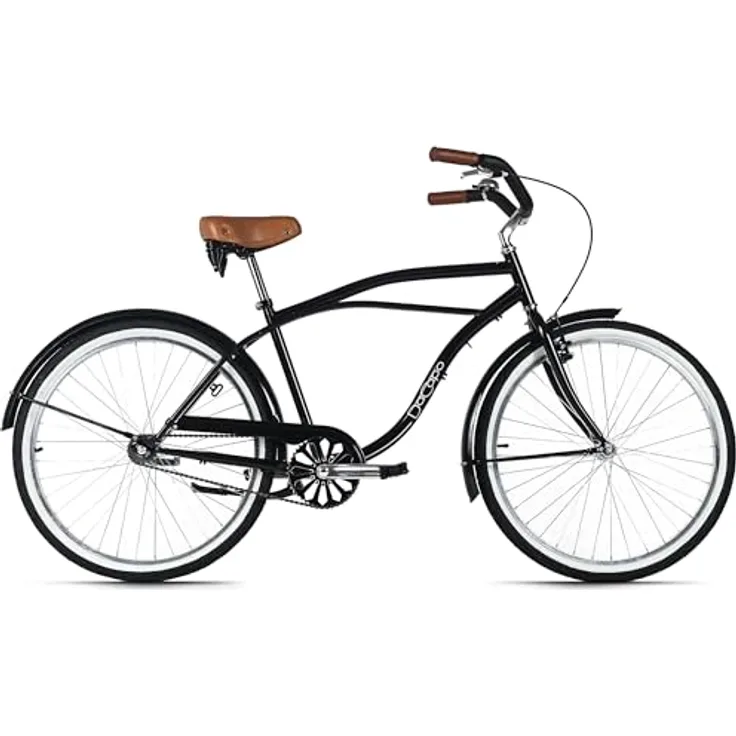 DACAPO Beachcruiser Herren 26" Beachrad, Schwarz, Singlespeed, V-Brakes, empfohlen für Körpergrößen 150-185 cm