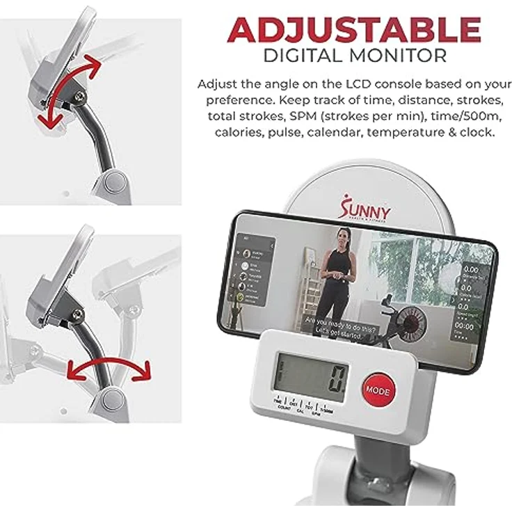Sunny Health & Fitness SMART Kompaktes faltbares magnetisches Rudergerät mit Bluetooth-Konnektivität – SF-RW521020 – Bild 3