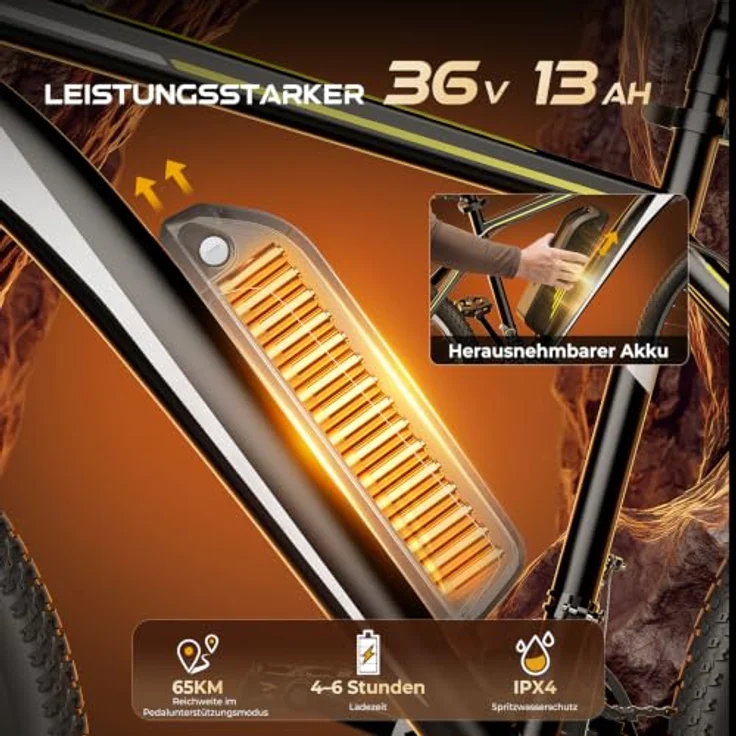 Touroll U1 29 E-Bike MTB, 250W Heckmotor, 65km Reichweite, 29 Zoll, Shimano 21-Gang, LED Display, Federgabel – Bild 2