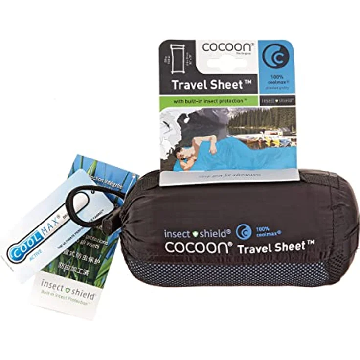 Cocoon TravelSheet, rechteckiger Schlafsack mit Insect Shield, 215 cm, CoolMax, +4,7 °C Wärmeleistung – Bild 2