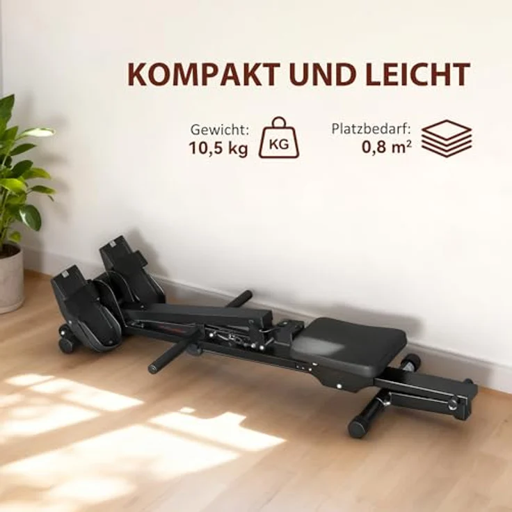 SPORTNOW Rudergerät für Zuhause, leise Rudermaschine mit Seilsystem, LCD-Display, ergonomischem Sitz, rutschfesten Pedalen, belastbar bis 150kg – Bild 4