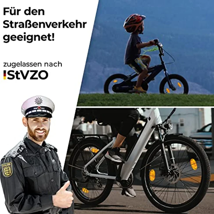 LOEVELOSI Speichenreflektoren Fahrrad, Extra Verstärkt mit Stahlclips, 4er Set in Orange, StVZO-zugelassen für erhöhte Sichtbarkeit, ideal für Kinderfahrräder und MTB. – Bild 2