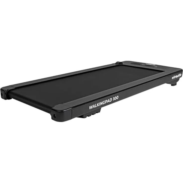 VirtuFit Walkingpad 100, Klappbares Laufband für Zuhause - Tragfähigkeit 100 kg - Schreibtisch-Laufband mit 12 Programmen, Fernbedienung - Schwarz