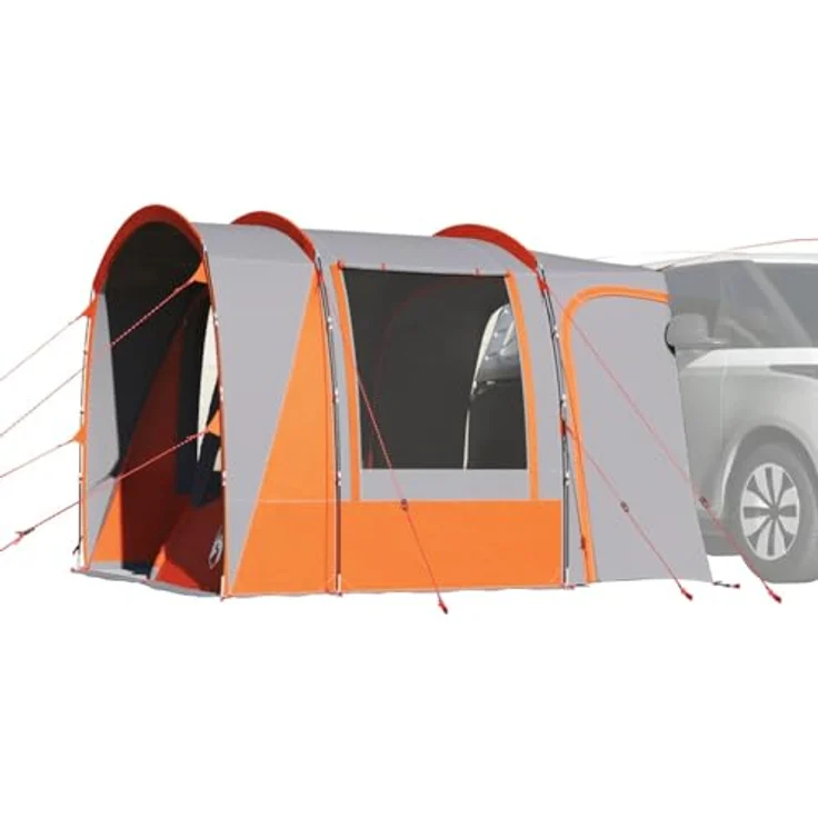vidaXL Autozelt 4 Personen Grau und Orange, Wasserfestes Campingzelt mit einfachem Zugang und robustem Aufbausystem – Bild 2