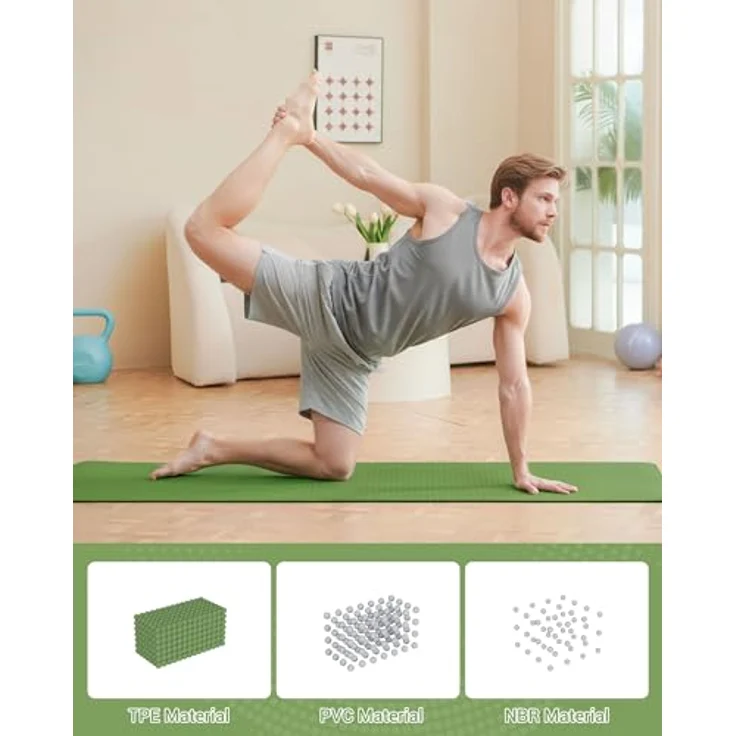 Good Nite Gymnastikmatte, rutschfeste Fitnessmatte mit Tragegurt, 183 x 61 x 0.6 cm, Grün/Schwarz, TPE-Material für hohe Stützwirkung und beidseitige Rutschfestigkeit – Bild 5