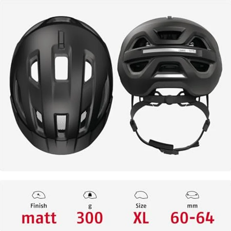 ABUS Stadthelm Urban-I 4.0 LR, Fahrradhelm mit Zopf-Öffnung, Schirm, magnetischem Verschluss, light ready, Größe XL, schwarz – Bild 3