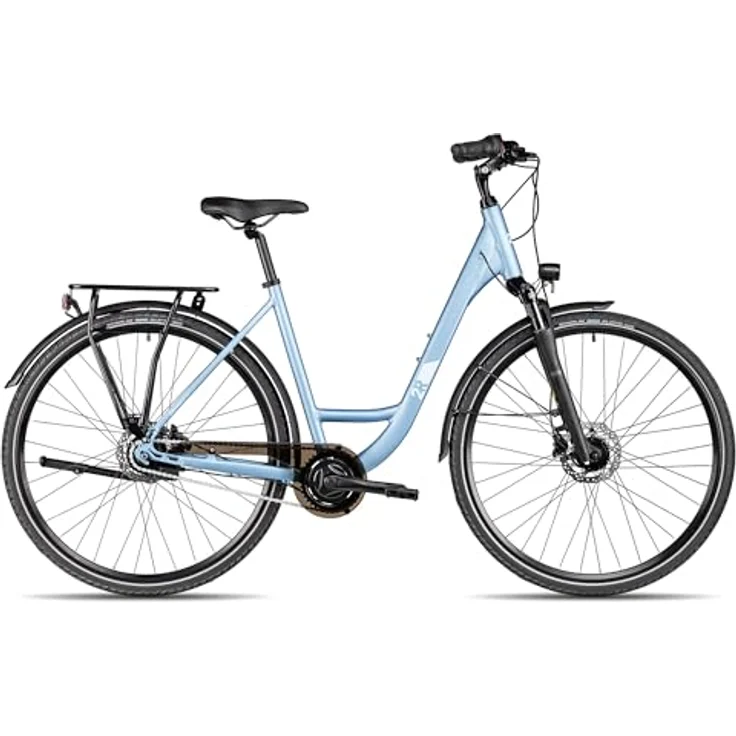 2R Manufaktur TRX GO Wave, Damen-Citybike mit Tiefeinstieg, 28 Zoll, Aluminium, hydraulische Scheibenbremsen, hellblau, 56 cm – Bild 1