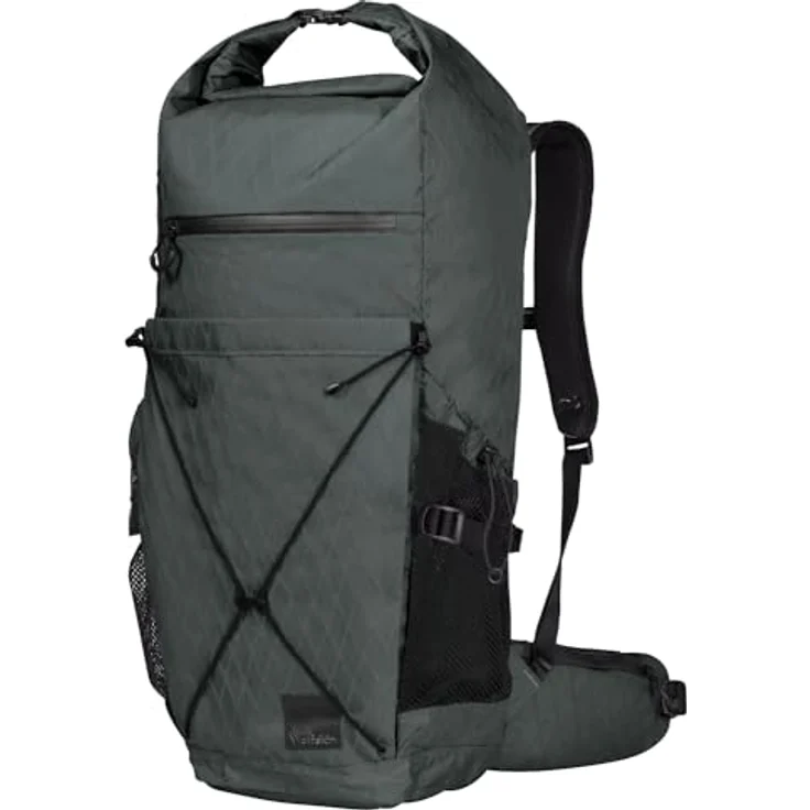 Jack Wolfskin WANDERMOOD ROLLTOP 30, Wanderrucksack mit verstaubarer Hüftgürtel, Roll-Top und gepolstertem Laptopfach, schwarz – Bild 4