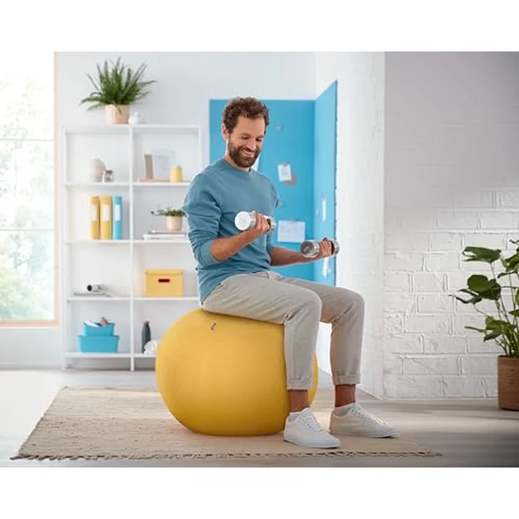 Leitz Ergo Cosy Active Sitzball, Gymnastikball (65 cm) für aktive Körperhaltung und Rückenübungen, mit Handpumpe und Tragegriff – Bild 3