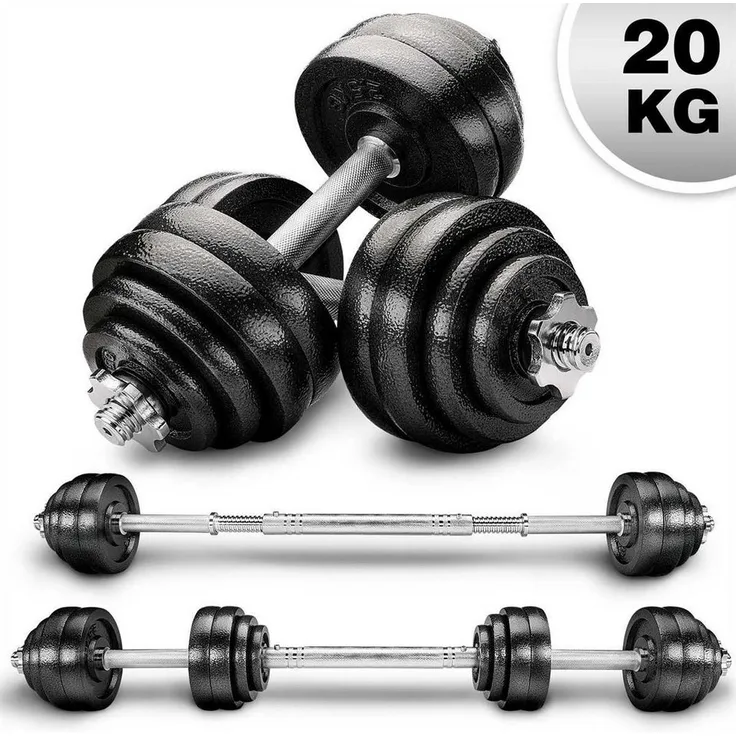 RE:SPORT Hantel-Set, 2 in 1 Hanteln Set, Hantelset Gusseisen verstellbar, Schwarz