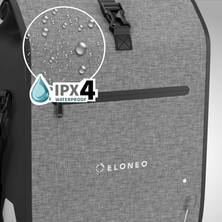 Eloneo Velotasche Gepäckträgertasche, 28 l, wasserdicht mit LED-Streifen und Reflektoren – Bild 3