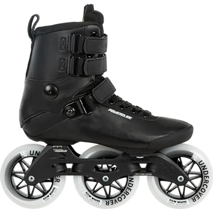 Powerslide Kaze 110, Inline Skates mit manschettenlosem Design, Schwarz auf Schwarz, ABEC 9 Lager, 110 mm Rollen