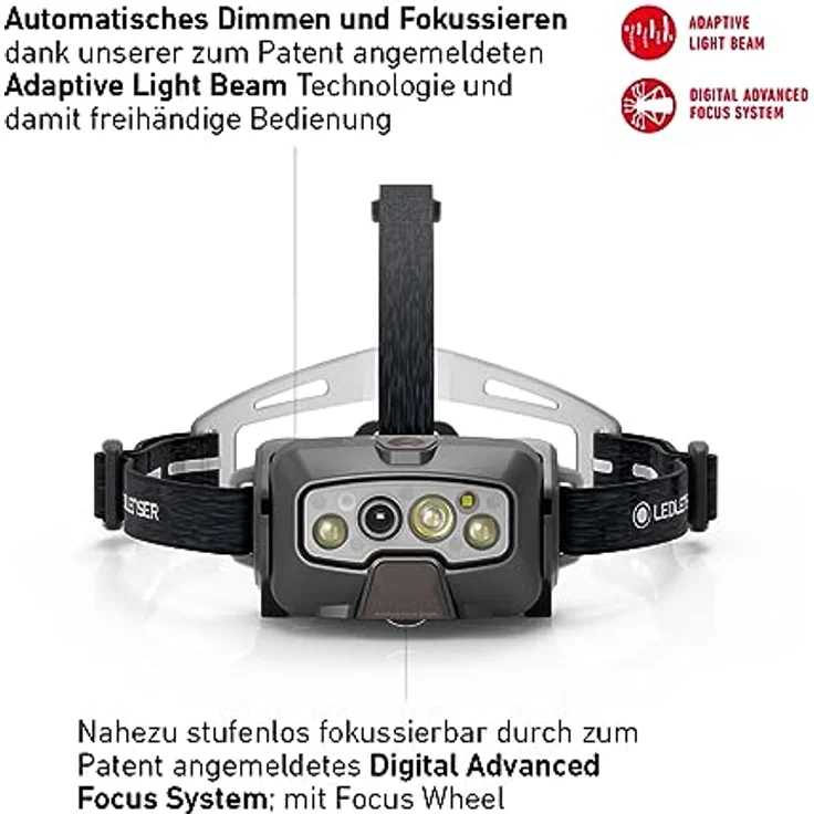Ledlenser HF8R Signature, wiederaufladbare Stirnlampe mit 2000 Lumen, wasserdicht, Rotlicht, Digital Advanced Focus System, adaptive Lichtverteilung – Bild 5