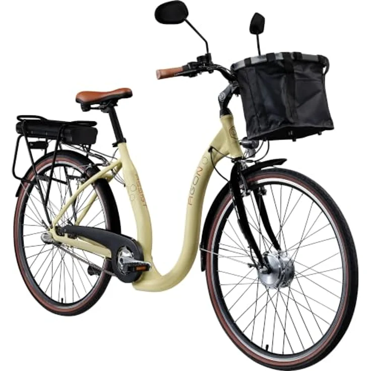 Agon Assist E-Bike City, Aluminium Tiefeinsteiger mit 250 W Motor, elfenbein, 28 Zoll, 374,4 Wh Akku, 5 Unterstützungsstufen – Bild 1