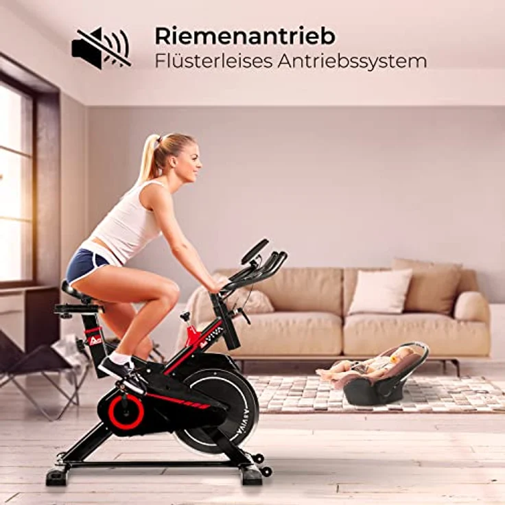 AsVIVA S11 Indoor Cycle Speedbike I eingebauter Fitnesscomputer I manuell verstellbarer Widerstand I leiser Riemenantrieb I 18 kg Schwungscheibe I Ausdauertraining I Max. Gewichtsbelastung 120 kg – Bild 2