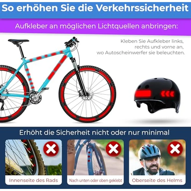 LOOM Reflektoren Aufkleber Set, 67 Stück in Engineer Schwarz, Wasserdicht, German Oralite Qualität für Helm, Auto und Schulranzen – Bild 5