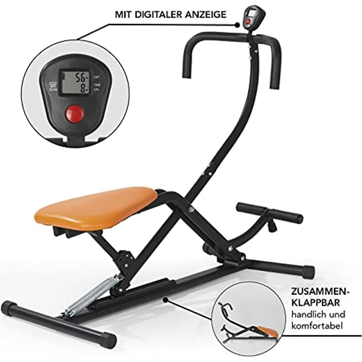 MAXXMEE Crunch & Glide Trainingsgerät, Kraftstation zur Kräftigung mit Eigengewicht für Brust, Bizeps, Delta und Bauch, maximale Belastung 120 kg, mit digitaler Anzeige, platzsparend zusammenklappbar – Bild 5