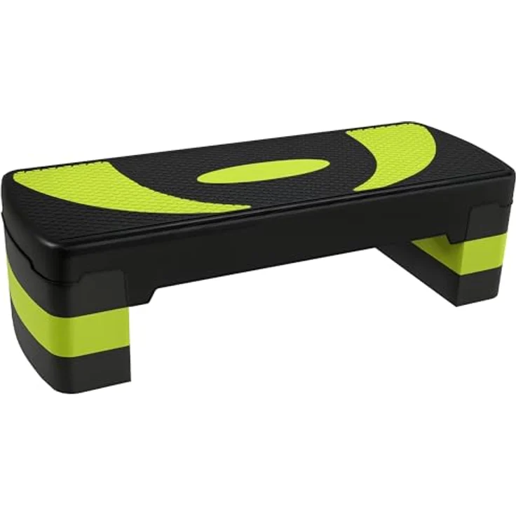 HOMCOM Stepper Aerobic-Stepper höhenverstellbar mit 3 Stufen, Fitness Heimtrainer für Indoor und Outdoor, Schwarz+Grün – Bild 1
