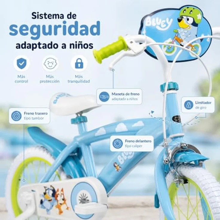 Toimsa Bikes 14 Zoll Kinderfahrrad Bluey, 1 Gang, mit Stützrädern, höhenverstellbarem Lenker und Sattel, für Kinder von 4-5 Jahren – Bild 2