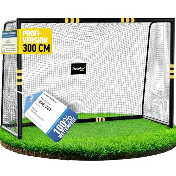 Racetex Fussballtor 300cm x 200cm für Garten, Anti-Rost Beschichtung, inkl. Erdanker und rundum Polsterung für Kinder und Erwachsene – Bild 1