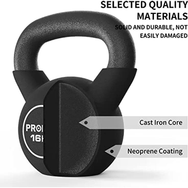 PROIRON Kettlebell, Kugelhantel mit hochwertiger Neoprene Coated, 16 kg | Bodenschonend | Schwunghantel Rundgewicht Neopren – Bild 5