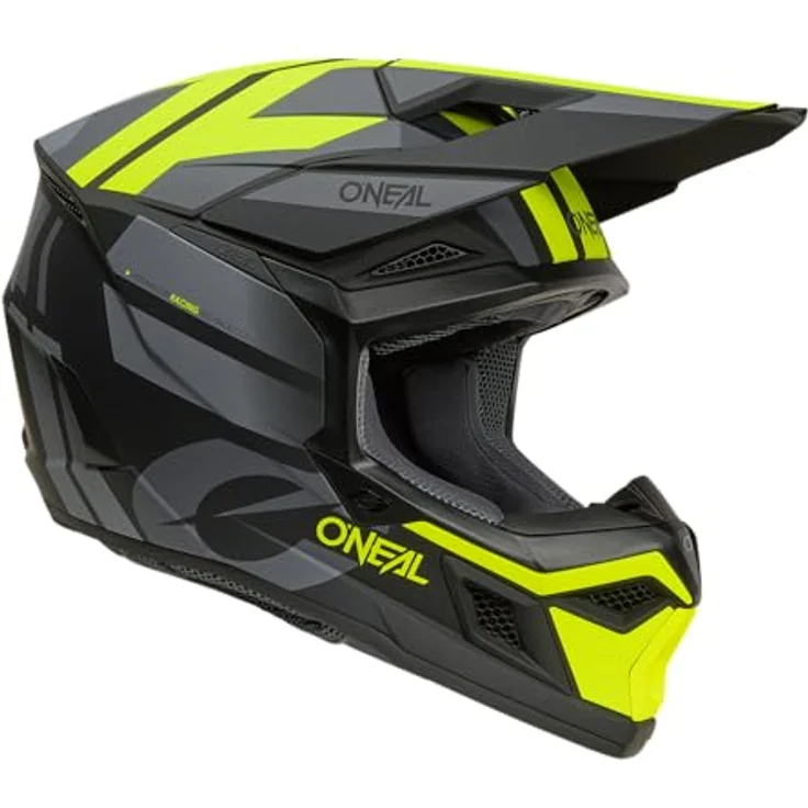 O'Neal 3SRS Helm Ride V.26, MX- und Enduro-Helm mit ABS-Konstruktion, schwarz/grau/neon gelb, Größe XS – Bild 5