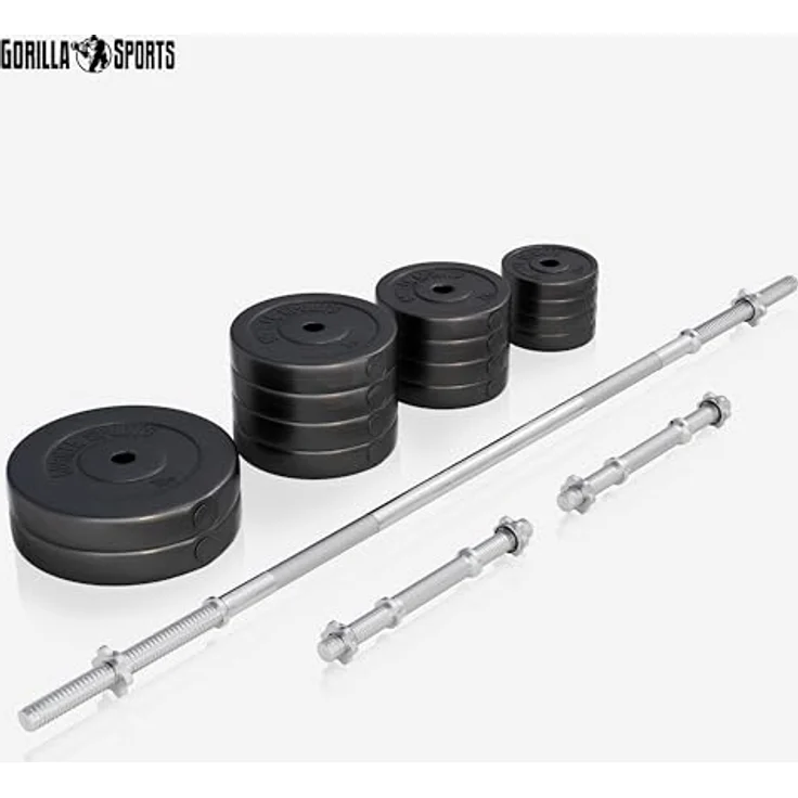 GORILLA SPORTS® Hantelbank - inkl. Hantelset 38/70/100kg, Ablage, Dip-Station, Höhenverstellbar, Klappbar, bis 200kg, Schwarz/Weiß - Trainingsbank mit Langhantelset, Drückerbank, Schrägbank, Flachbank – Bild 3