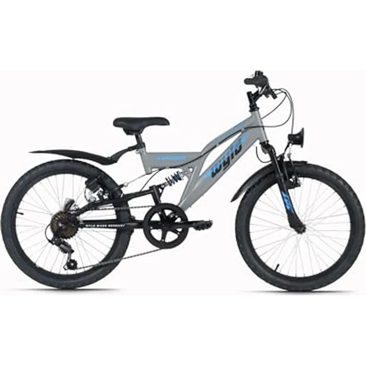 WYLD Zodiac 20" Kinder-Mountainbike Fully ATB, 6 Gänge, RH 31 cm, Grau, für Körpergröße 120-140 cm