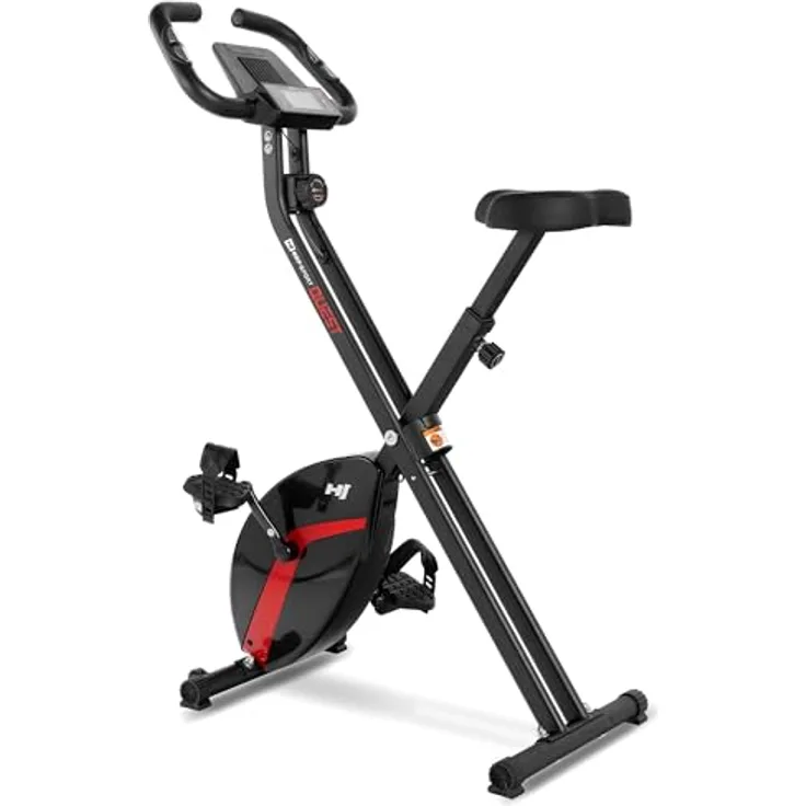 Hop-Sport Heimtrainer HS-3020X Quest, klappbarer Heimtrainer Fahrrad, magnetischer Widerstand - 10 Stufen, schwarz