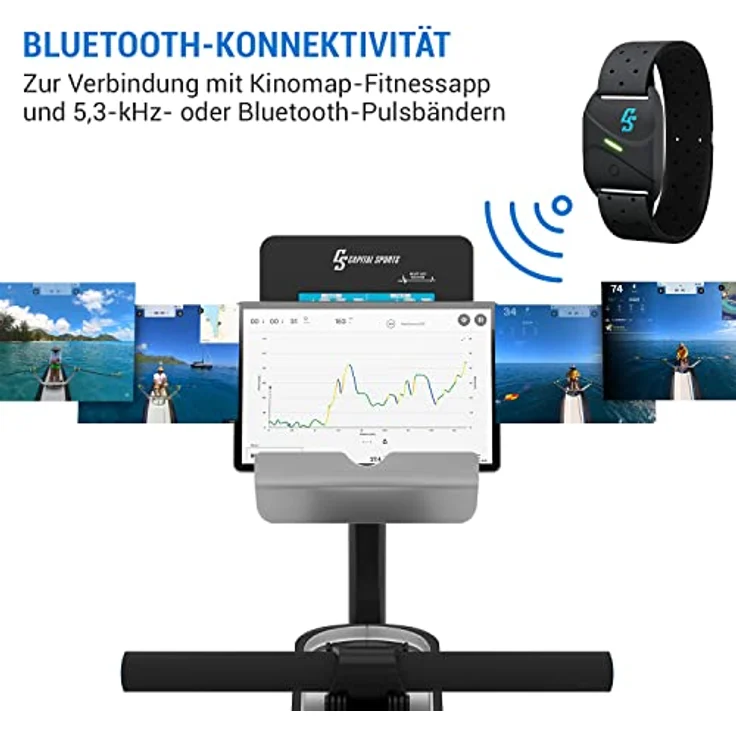 Capital Sports Rudergerät für Zuhause, Kompakter Rowshaper, Rudergerät Klappbar mit 8 Stufen, LCD-Monitor, Bodenrollen, Row Shaper mit Magnetwiderstand, Cardio-Rudergeräte, Fitnessgeräte für Zuhause – Bild 4