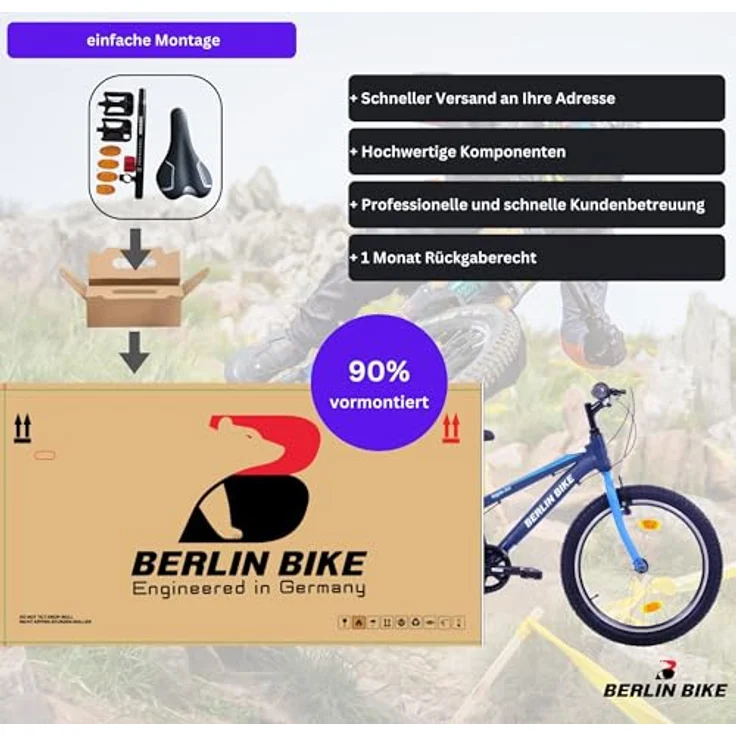 BERLIN BIKE Kinderfahrrad Grizz 20 Zoll Alu MTB, 7-Gang Shimano, für 6–9 Jahre, stabil und leicht, einfache Montage – Bild 5